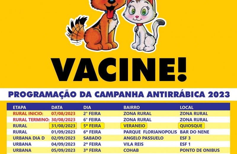 PROGRAMAÇÃO DA CAMPANHA ANTIRRÁBICA 2023