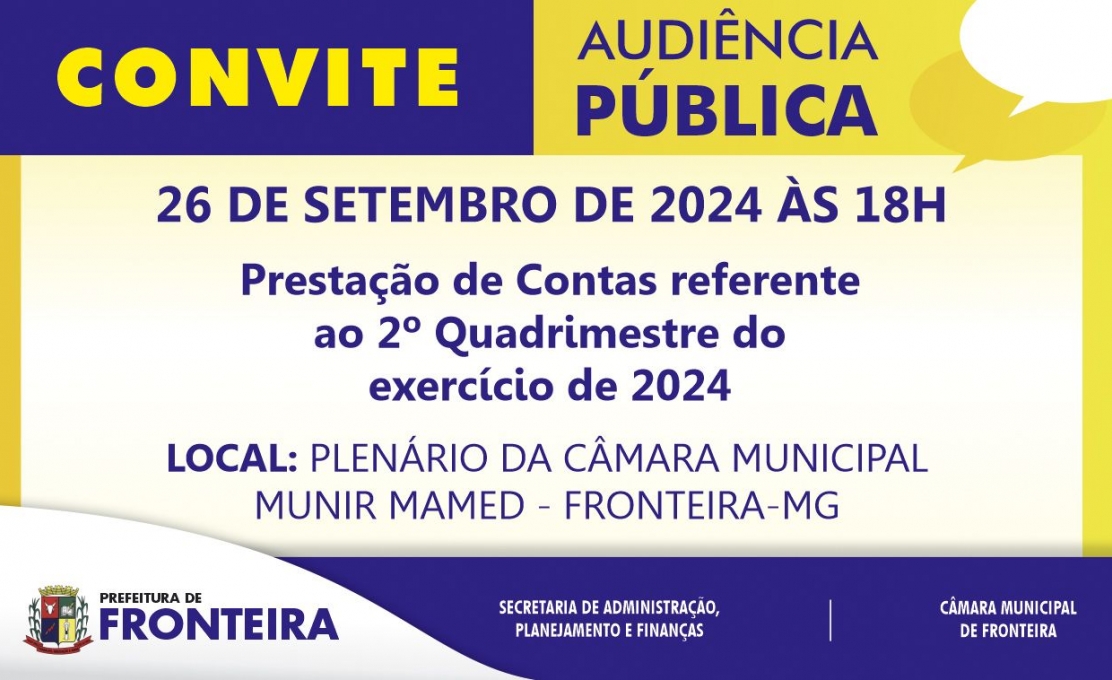 Convite Para Audiência Pública 2º Quadrimestre 2024