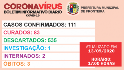 Boletim diário  Coronavírus 13-09-2020
