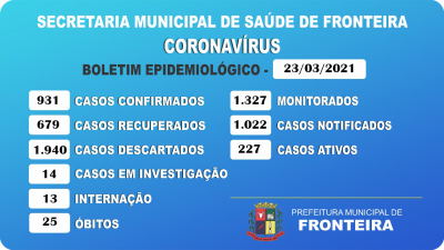 BOLETIM COVID-19 ATUALIZADO 23 MARÇO DE 2021